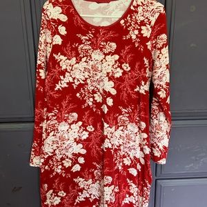 Lands End red and white flower dress